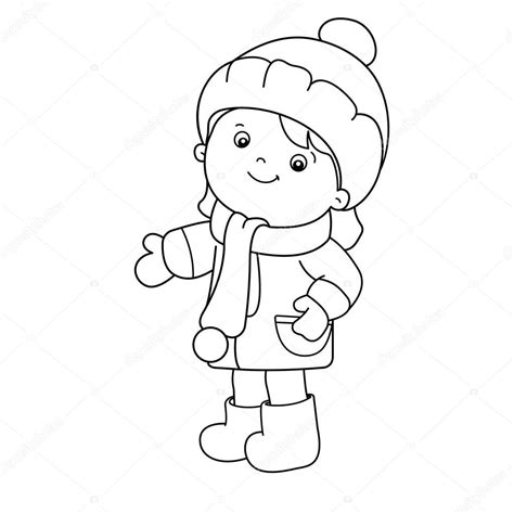 More images for dibujo de ropa de invierno » Colorear el contorno de la página de chica de dibujos animados. Invierno. Libro para colorear ...