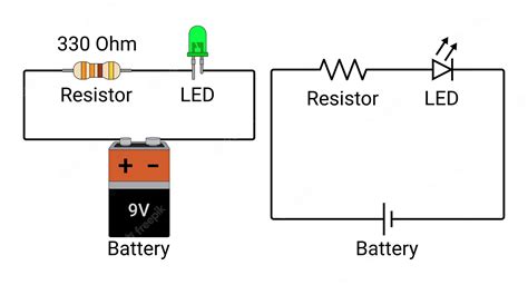 Premium Vector Led And Resistor In Series Connected To A 9v Battery