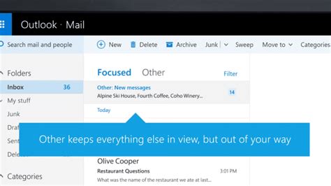 Using The Focused Inbox In Outlook Amp Apps