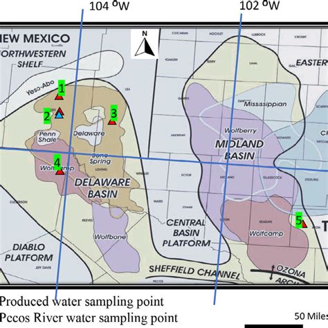 Sampling Points Of Produced Water And Pecos River Water Permian