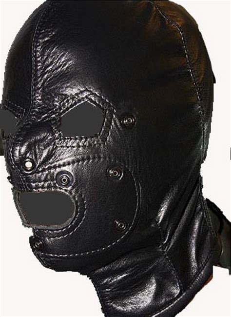 Black Genuine Real Leather Slave Mask With Eye And Mouth Pad Etsy