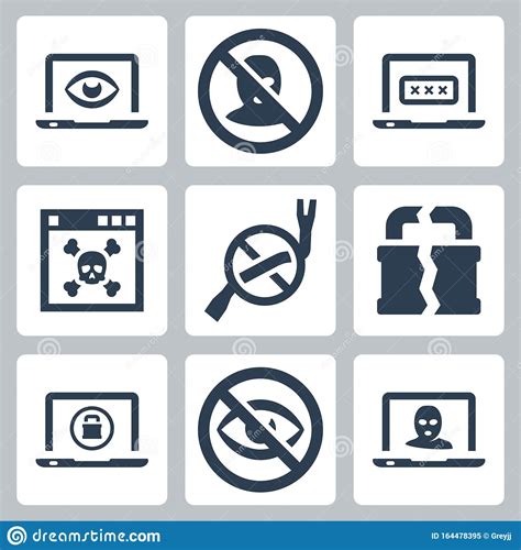 Computer Security Icons Set Stock Vector Illustration Of Password