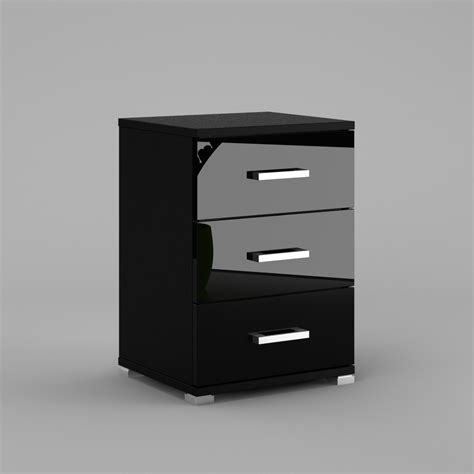 Portofino white gloss 3 drawer bedside cabinet. Neli 3 drawers bedside cabinets, black high gloss and ...