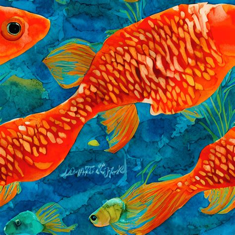 Goldfish Seamless Pattern · Creative Fabrica