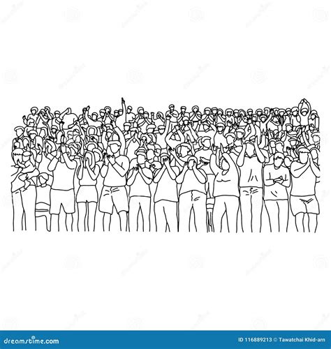 Outline Crowd People On Stadium Vector Illustration Sketch Hand Stock