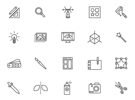 20 Graphic Design Line Icons