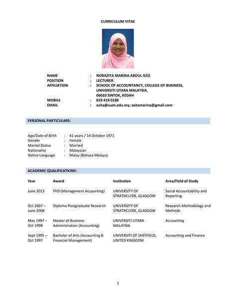 Curriculum Vitae Bahasa Melayu
