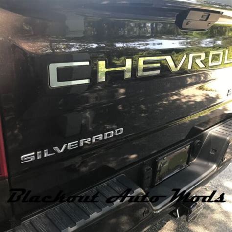 Chrome Tone Tailgate Letter Inserts 2020 2021 Chevrolet Silverado 1500