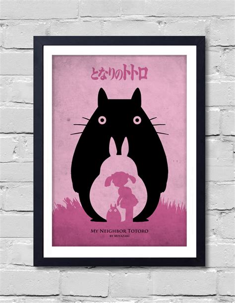 My Neighbor Totoro Hayao Miyazaki Minimalist Movie Poster Etsy