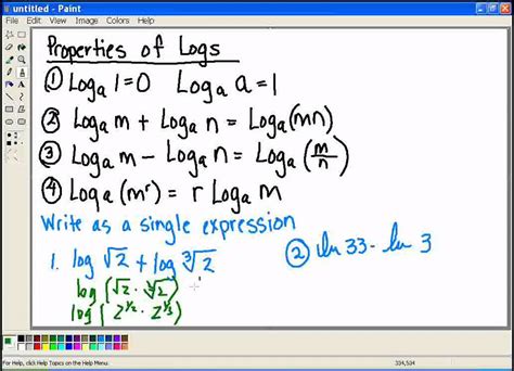 Properties Of Logs Simplify Expression Youtube