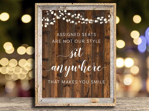 Printable Sit Anywhere Sign Assigned Seats Are Not Our Style Etsy