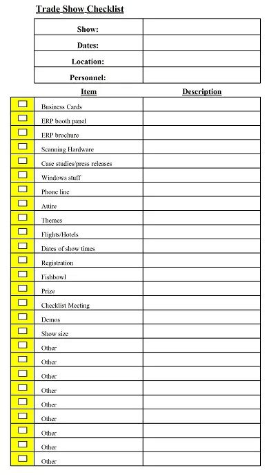 32 Free Trade Show Checklist Templates Ms Excel Pdf Template Republic