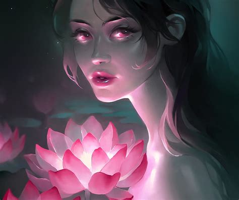 Lotus By Natalie Stan Art Lotus Fantasy Girl Flower Face Pink