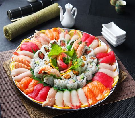 Sushi Roll Party Tray Food Sushi Is Seafood Healthy