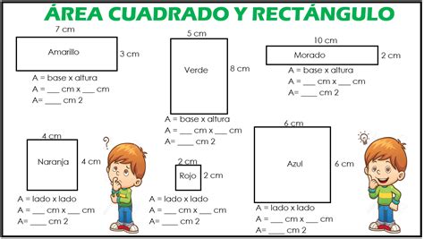 Fichas De Primaria Área Del Rectángulo Y El Cuadrado