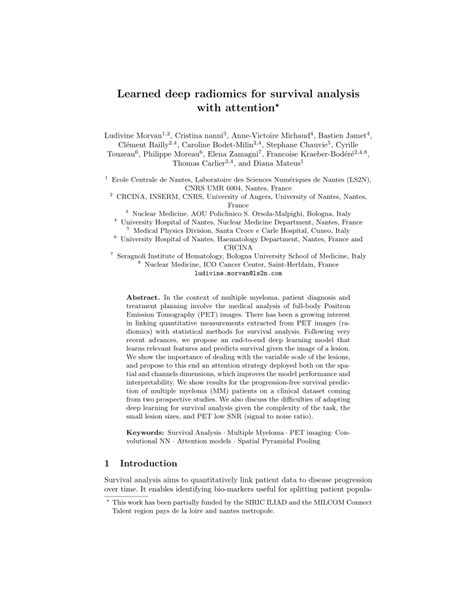 pdf learned deep radiomics for survival analysis with attention