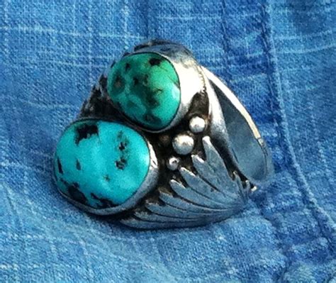 Vintage Native American Turquoise 925 Sterling Silver Ring Etsy