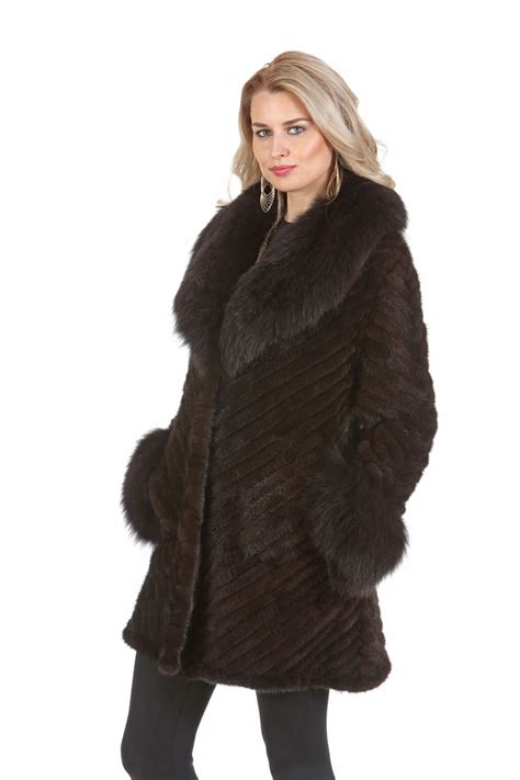 knitted fur mink jacket mahogany fox collar madison avenue mall furs