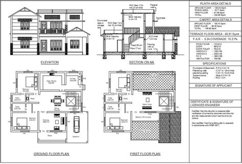House Plan With Elevation And Section Image To U
