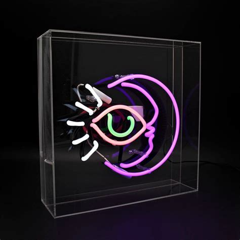 Moon Large Acrylic Box Neon Light With Graphic