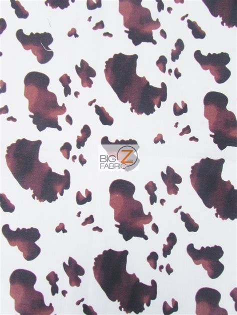 Cow Print Poly Cotton Fabric Brownwhite Sold By The Yard Etsy