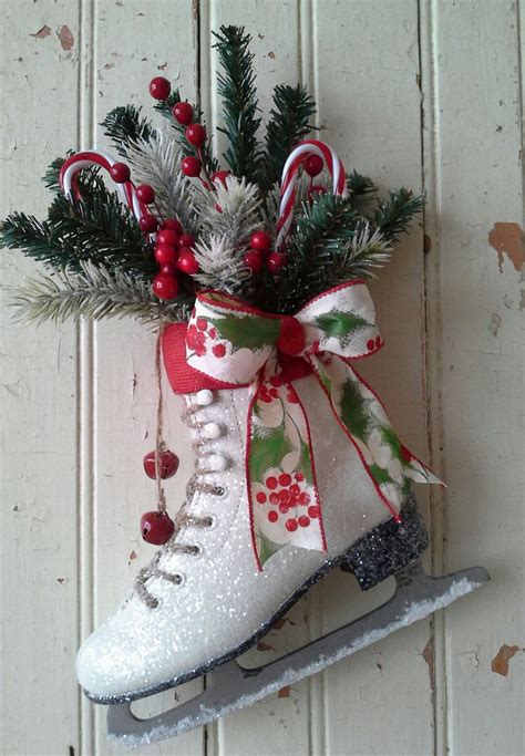 Christmas Decor Decorated Ice Skate Christmas Ice Skate Christmas Skating Christmas Ice Skates