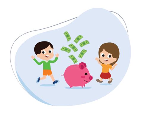 Cartoon Character Of Kids Saving Money In Piggy Bank Save For The Kids