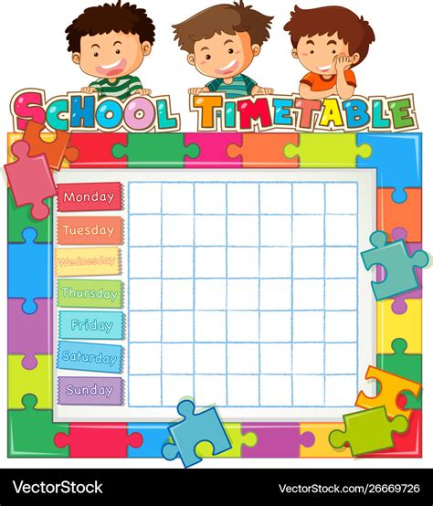 School Timetable Template For Kids
