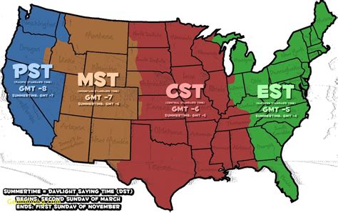 Us Time Zone Map Printable