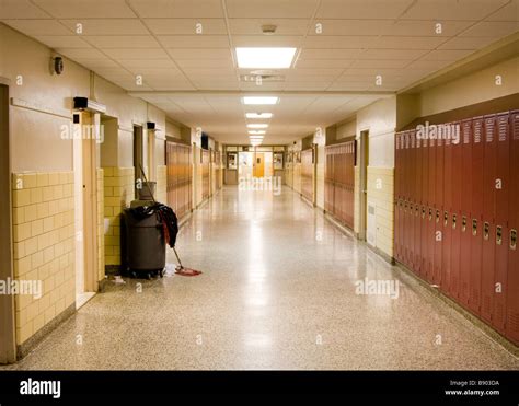 Empty School Hallway With Student Lockers Stock Photo Alamy