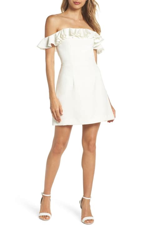 French Connection Whisper Light Off The Shoulder Ruffle Minidress Nordstrom