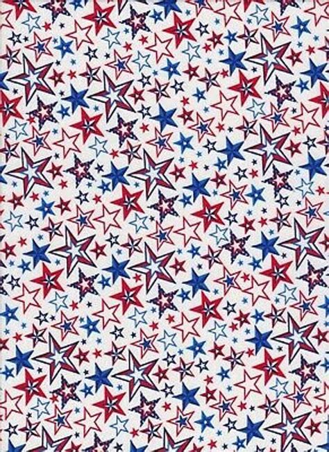 Patriotic Fabric Made In Usa Red And Blue Stars On White Santee Yard