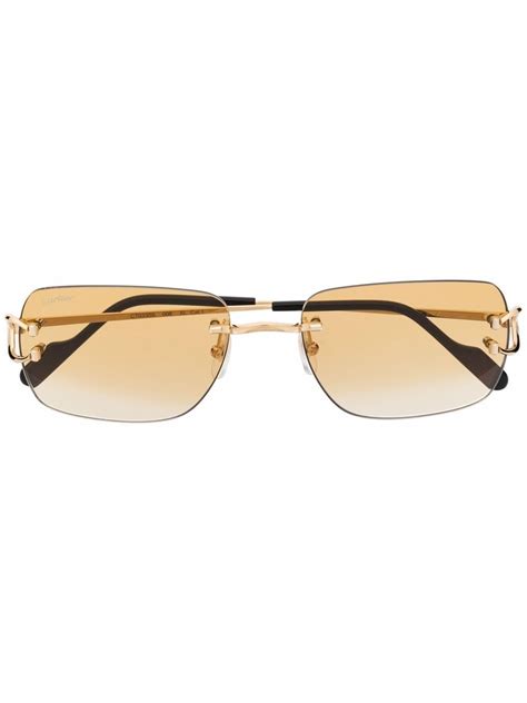 Cartier Eyewear Rectangle Frame Sunglasses Farfetch
