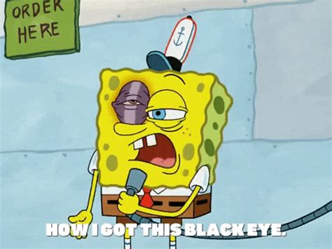 Последние твиты от spongebob (@spongebob). Spongebob Black Eye Gif - Season 5 Blackened Sponge Gif By Spongebob Squarepants Find Share On ...