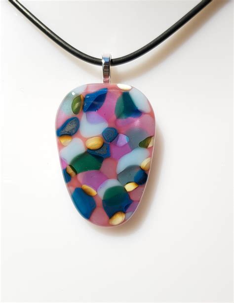 Reactive Fused Glass Pendant Boho Perfect For Her Unique T One
