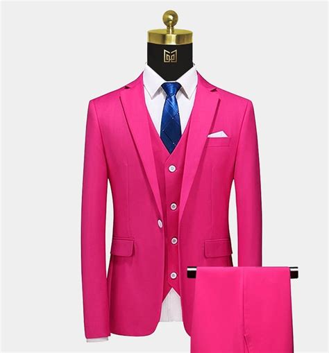 Mens Hot Pink Suit 3 Piece Gentlemans Guru Pink Suit Pink Prom