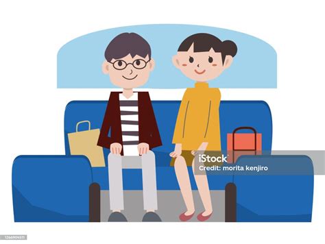Men And Women Sitting In The Back Seat Of The Bus Stock Illustration
