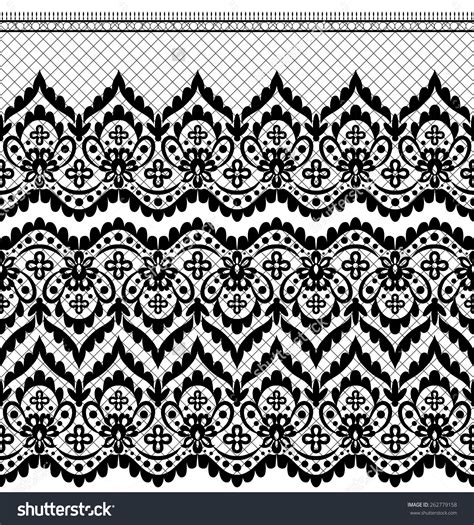 Lace Black Seamless Pattern With Flowers On White Background Stock