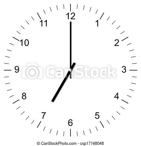 Ilustración de relojes a las 7:00. La ilustración de un reloj que