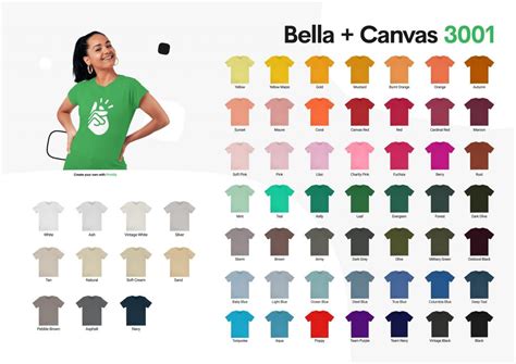 Bellacanvas Color Chart Digital Download Bella Canvas 3001y Color