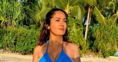 Salma Hayek Appears Ageless In Low Cut Plunging Swimsuit To Celebrate 55th Birthday Daily Star
