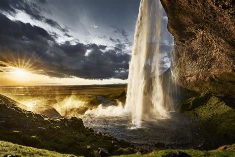Wallpaper Seljalandsfoss Waterfall Iceland Landscape Nature
