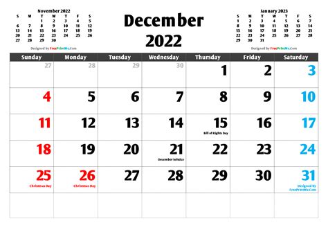 December 2022 Calendar Fillable