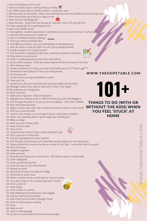 101 Things To Do When You Feel Stuck At Home The Hope Table Feeling