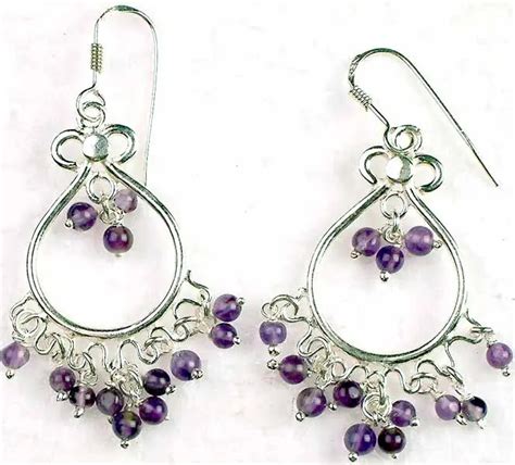 Amethyst Chandeliers With Two Layers Of Dangles Exotic India Art
