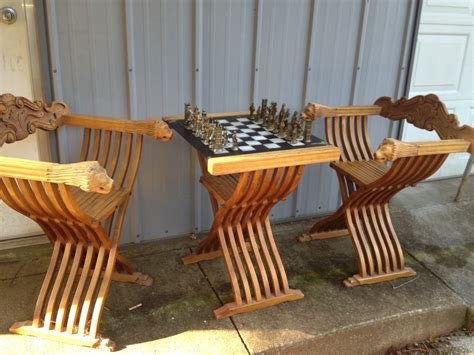Chess Table And Chairs Set And Bought This Set At An Auction And Was Told