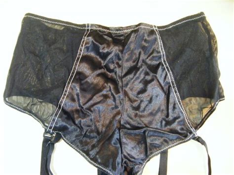 Vintage Black Lingerie Brief Panty With Garters Size  Gem
