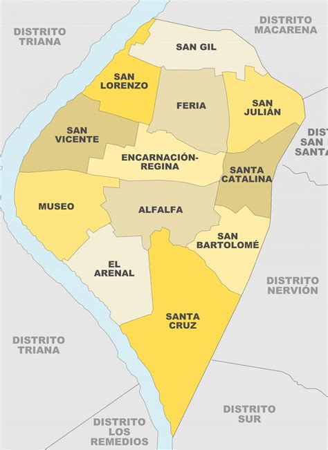 Plan Et Carte Des Quartiers De Seville Districts Et Banlieue De Seville