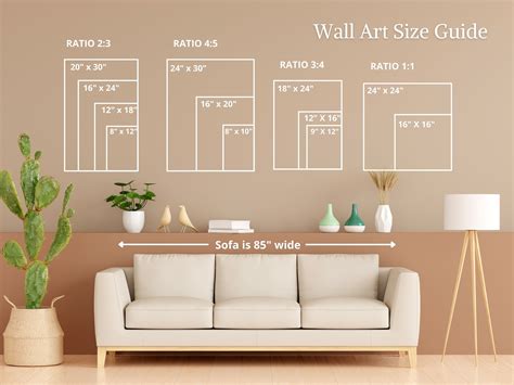 Wall Art Size Guide Wall Size Comparison Chart Print Size Etsy