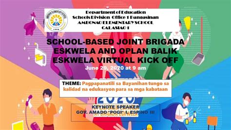 School Based Joint Brigada Eskwela And Oplan Balik Eskwela Virtual Kick